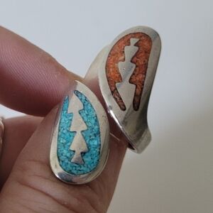 Vintage Navajo Inlay Wrap Ring